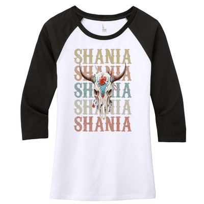 Shania Vintage Retro style name Women's Tri-Blend 3/4-Sleeve Raglan Shirt