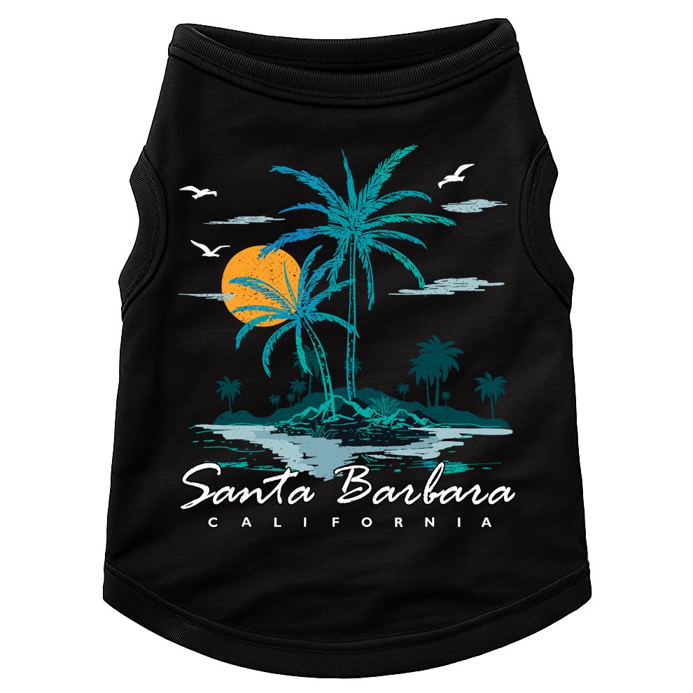Summer Vacation Retro Sunset California Santa Barbara Doggie Tank