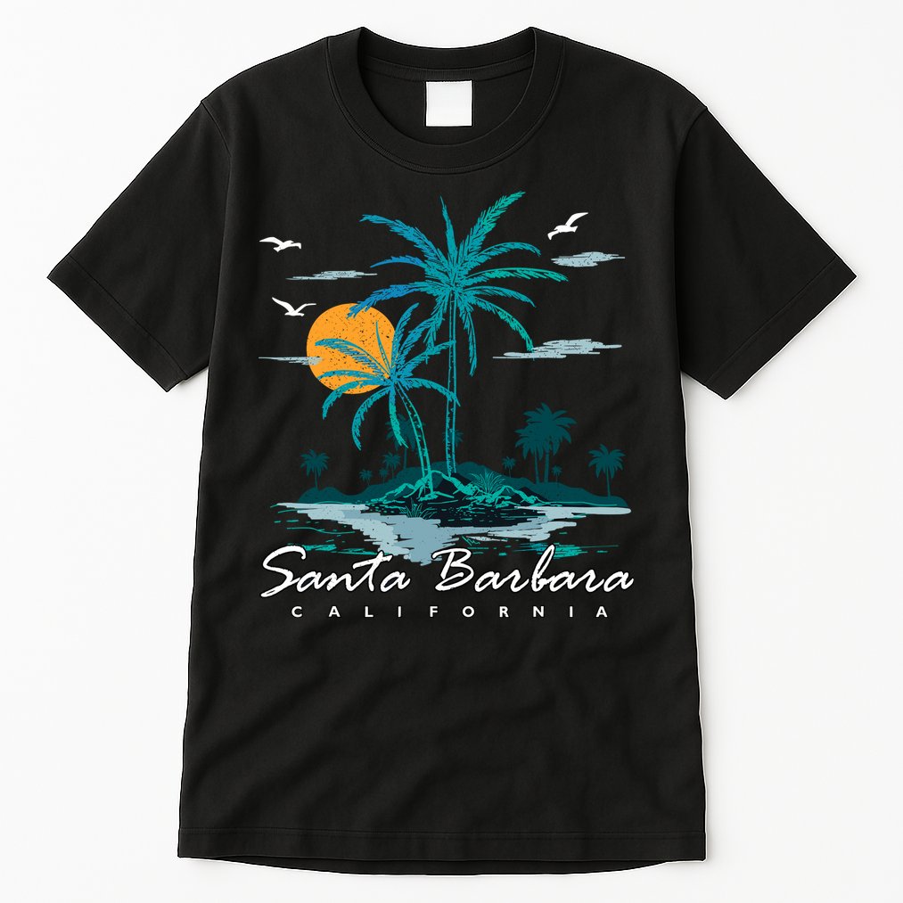 Summer Vacation Retro Sunset California Santa Barbara Tall T-Shirt