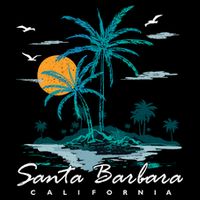 Summer Vacation Retro Sunset California Santa Barbara Drawstring Bag