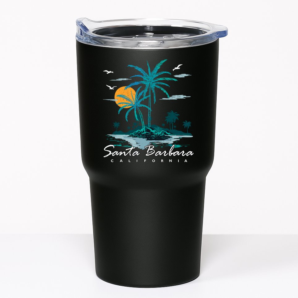 Summer Vacation Retro Sunset California Santa Barbara Tumbler