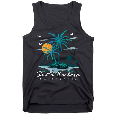 Summer Vacation Retro Sunset California Santa Barbara Tank Top