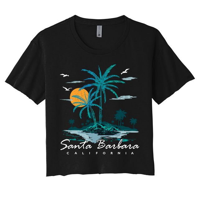 Summer Vacation Retro Sunset California Santa Barbara Crop Top