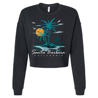Summer Vacation Retro Sunset California Santa Barbara Cropped Pullover Crew
