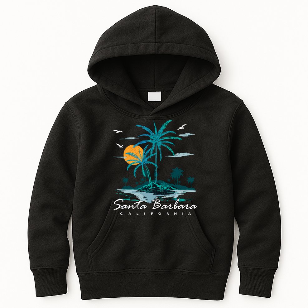 Summer Vacation Retro Sunset California Santa Barbara Kids Hoodie