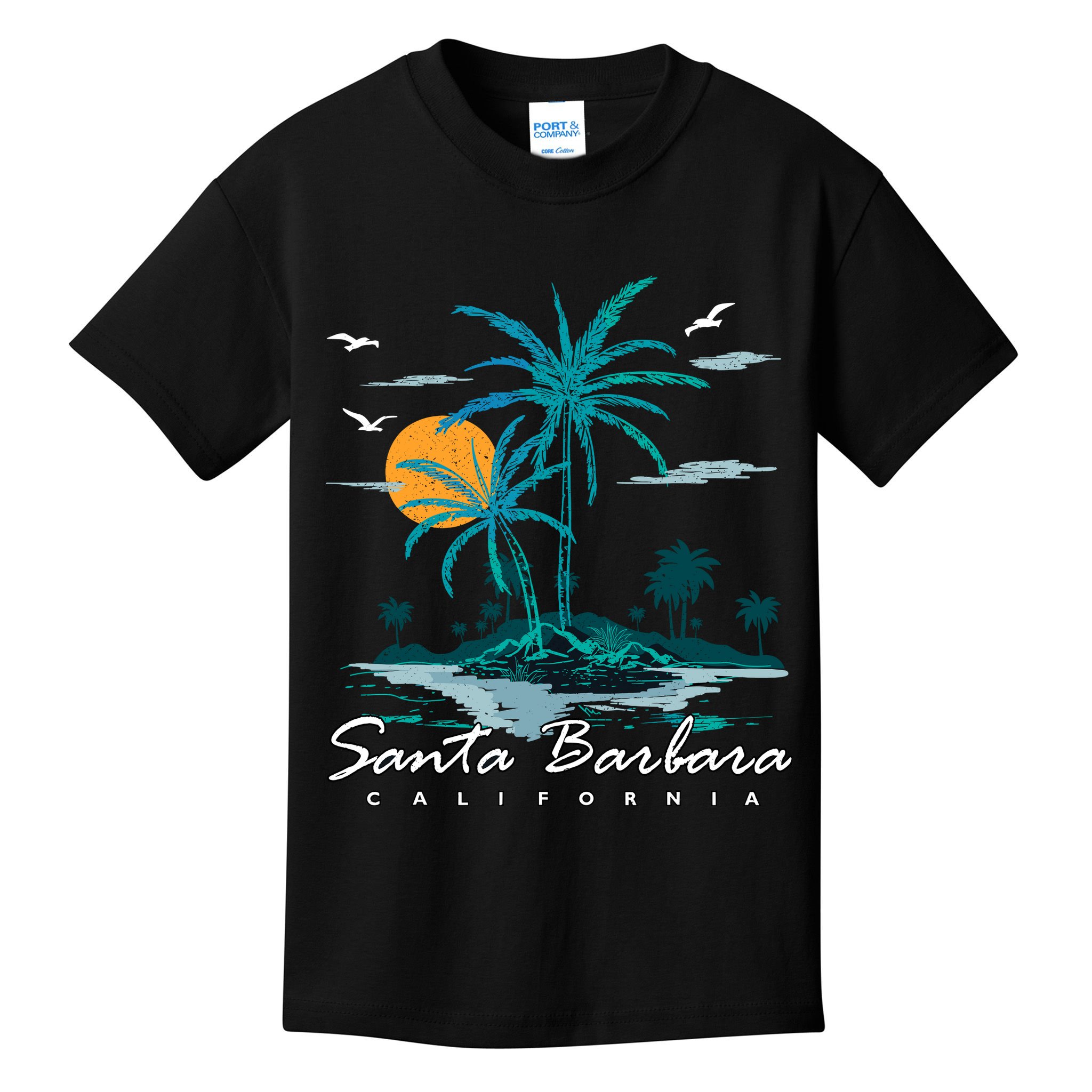 Summer Vacation Retro Sunset California Santa Barbara Kids T-Shirt