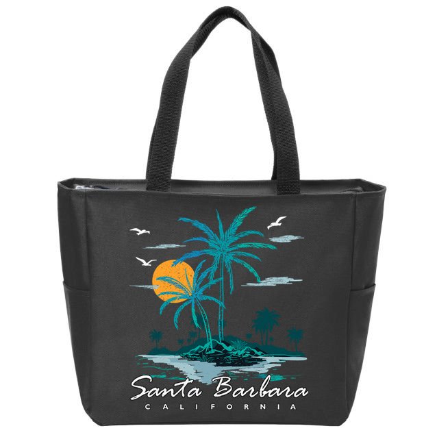 Summer Vacation Retro Sunset California Santa Barbara Zip Tote Bag