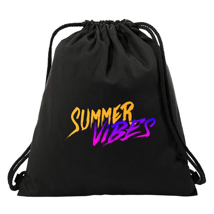 Summer Vibes Retro Drawstring Bag