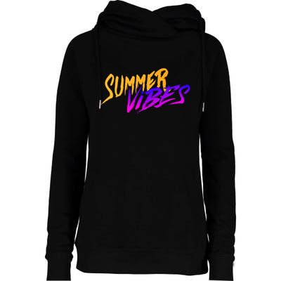 Summer Vibes Retro Womens Funnel Neck Pullover Hood