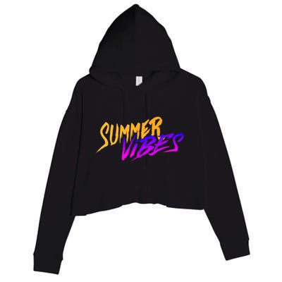 Summer Vibes Retro Crop Fleece Hoodie