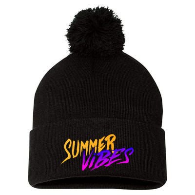 Summer Vibes Retro Pom Pom 12in Knit Beanie