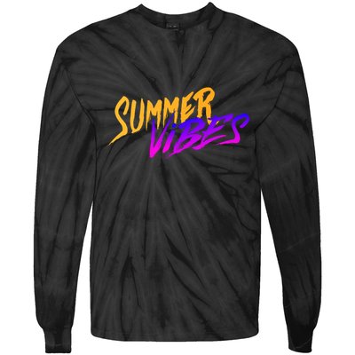 Summer Vibes Retro Tie-Dye Long Sleeve Shirt
