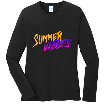Summer Vibes Retro Ladies Long Sleeve Shirt