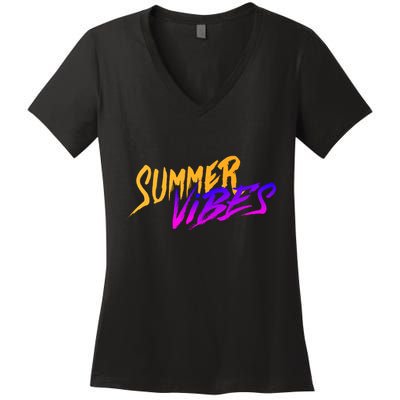 Summer Vibes Retro Women's V-Neck T-Shirt