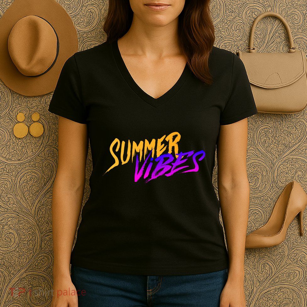 Summer Vibes Retro Women's V-Neck T-Shirt