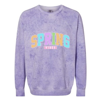 Spring Vibes Retro Varsity Colorblast Crewneck Sweatshirt