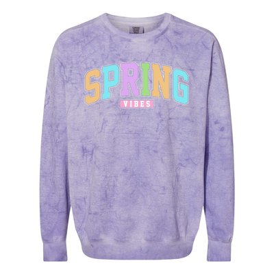 Spring Vibes Retro Varsity Colorblast Crewneck Sweatshirt