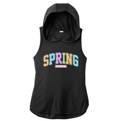 Spring Vibes Retro Varsity Ladies PosiCharge Tri-Blend Wicking Draft Hoodie Tank