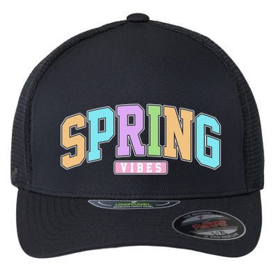 Spring Vibes Retro Varsity Flexfit Unipanel Trucker Cap