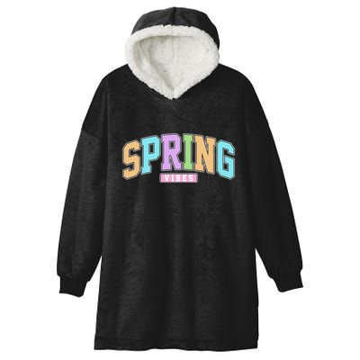 Spring Vibes Retro Varsity Hooded Wearable Blanket