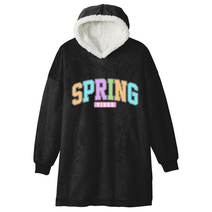Spring Vibes Retro Varsity Hooded Wearable Blanket