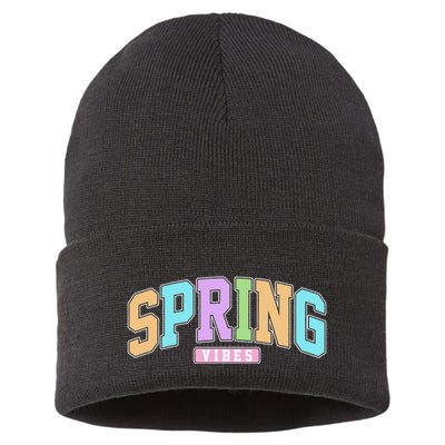 Spring Vibes Retro Varsity Sustainable Knit Beanie