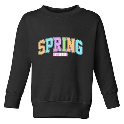 Spring Vibes Retro Varsity Toddler Sweatshirt