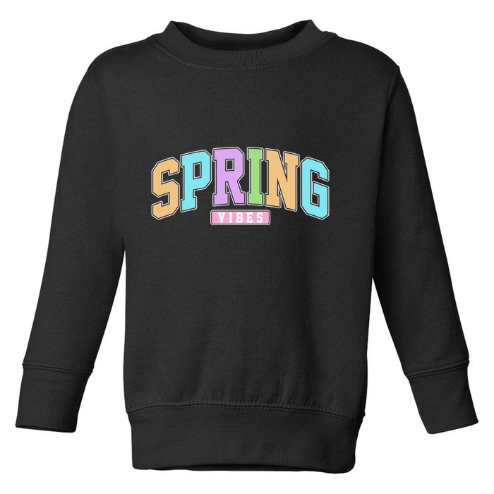 Spring Vibes Retro Varsity Toddler Sweatshirt