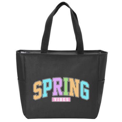Spring Vibes Retro Varsity Zip Tote Bag