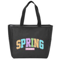 Spring Vibes Retro Varsity Zip Tote Bag
