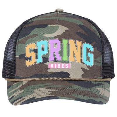 Spring Vibes Retro Varsity Retro Rope Trucker Hat Cap