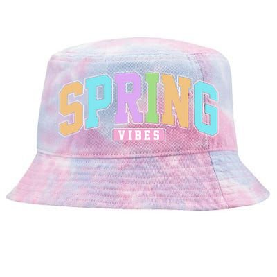 Spring Vibes Retro Varsity Tie-Dyed Bucket Hat