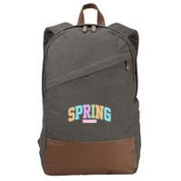 Spring Vibes Retro Varsity Cotton Canvas Backpack