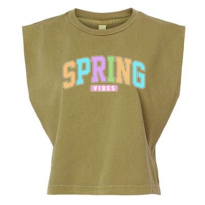 Spring Vibes Retro Varsity Garment-Dyed Women's Muscle Tee