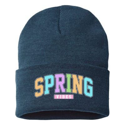 Spring Vibes Retro Varsity Sustainable Knit Beanie