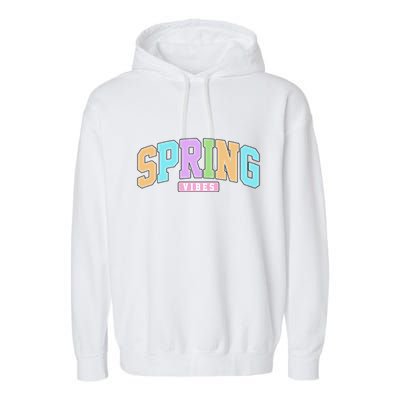 Spring Vibes Retro Varsity Garment-Dyed Fleece Hoodie