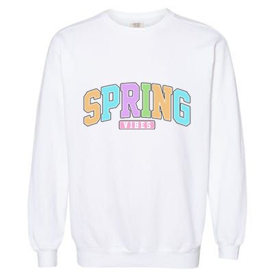 Spring Vibes Retro Varsity Garment-Dyed Sweatshirt
