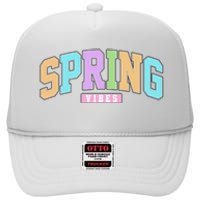 Spring Vibes Retro Varsity High Crown Mesh Back Trucker Hat