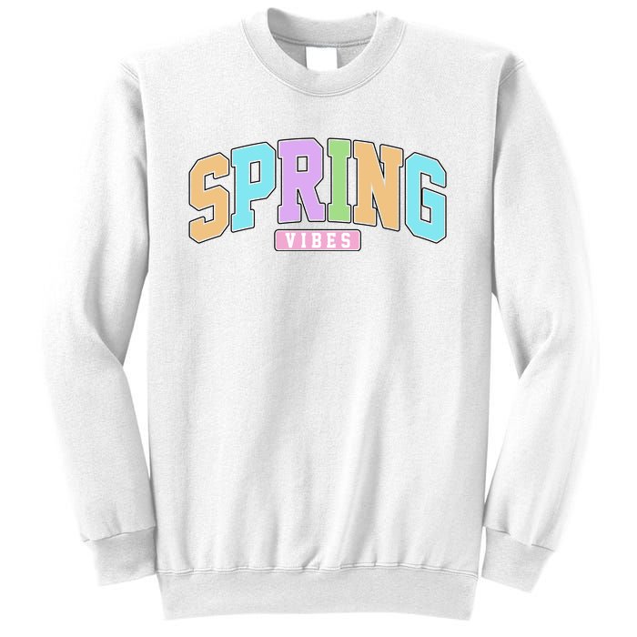 Spring Vibes Retro Varsity Sweatshirt