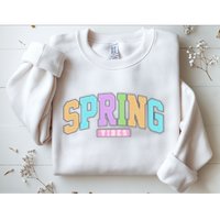 Spring Vibes Retro Varsity Sweatshirt