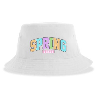 Spring Vibes Retro Varsity Sustainable Bucket Hat