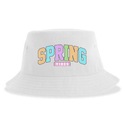 Spring Vibes Retro Varsity Sustainable Bucket Hat