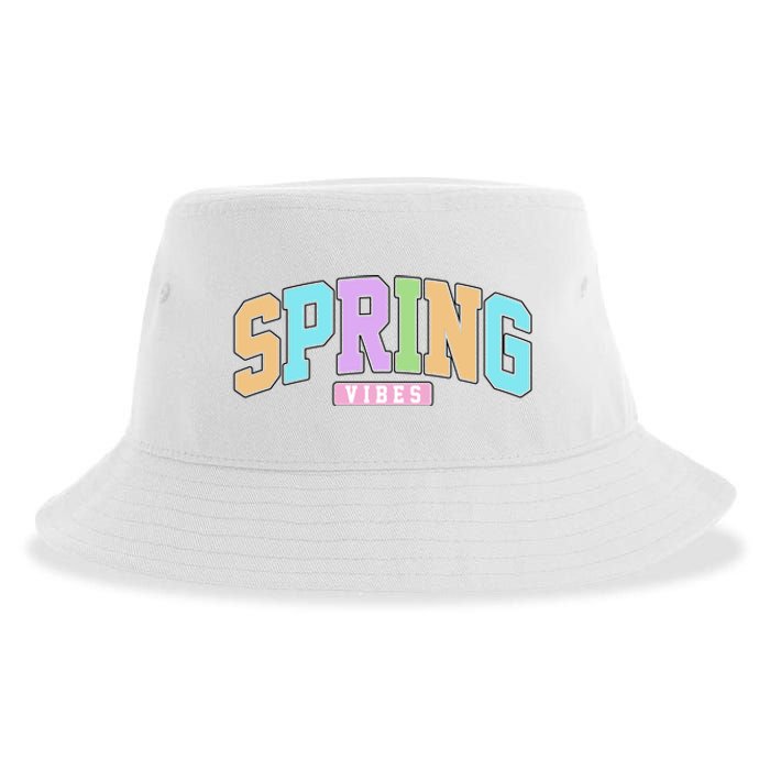 Spring Vibes Retro Varsity Sustainable Bucket Hat