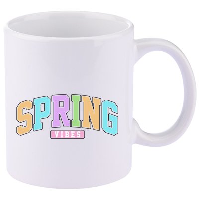 Spring Vibes Retro Varsity 11oz C Handle Ceramic Mug