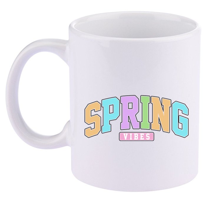 Spring Vibes Retro Varsity 11oz C Handle Ceramic Mug