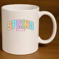 Spring Vibes Retro Varsity 11oz C Handle Ceramic Mug