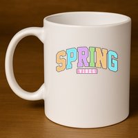 Spring Vibes Retro Varsity 11oz C Handle Ceramic Mug
