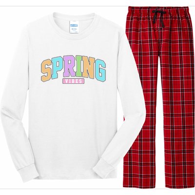 Spring Vibes Retro Varsity Long Sleeve Pajama Set