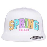 Spring Vibes Retro Varsity Flat Bill Trucker Hat