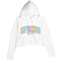 Spring Vibes Retro Varsity Crop Fleece Hoodie